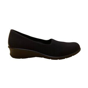 Ecco Women’s Black Leather Wedge Slip-On Comfort Shoes Size 7
